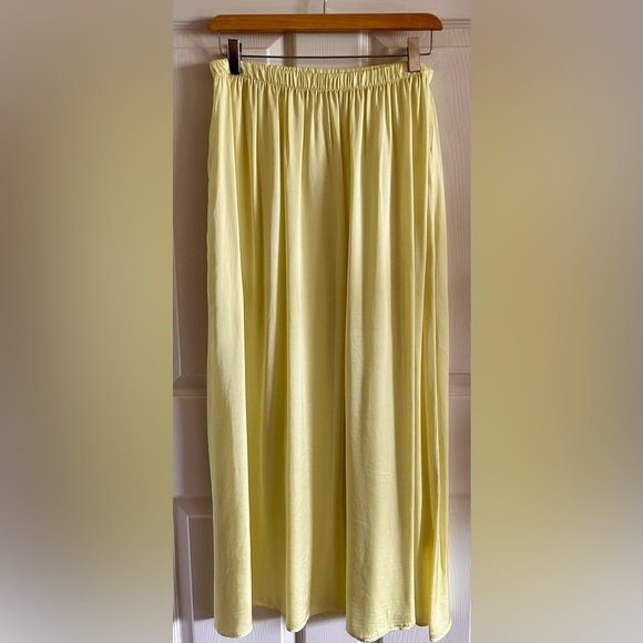 Anthropologie Stark‎ X Women’s Elastic Waist Yellow Long Midi Skirt Sz S Pockets - Picture 2 of 10